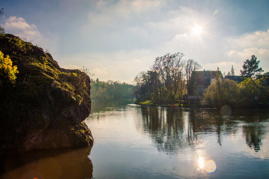 Idyllic view  of Halle (Saale), Germany on a sunny day in Autumn