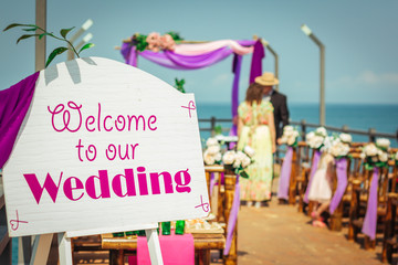 Nameplate welcome to our wedding