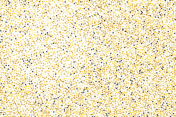 Background with Golden glitter, confetti with black dust, grains. Gold polka dots, circles, round Bright festive, festival pattern