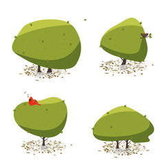 Small set of flat cartoon bushes. Vector Illustration