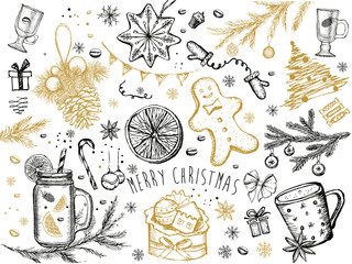 Christmas pattern in sketch style. 