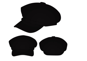 Black beret cap. vector illustration - obrazy, fototapety, plakaty