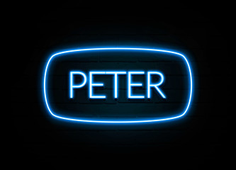 Peter  - colorful Neon Sign on brickwall