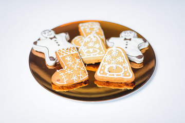 Christmas cookies on the gold plate