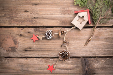 Christmas ornament on wooden background