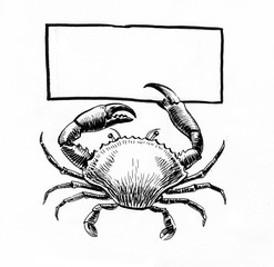 Crab holding a blank card