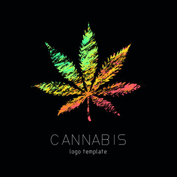 Cannabis creative logo. Marijuana colourful symbol