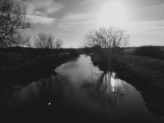 Gray Scale Country River