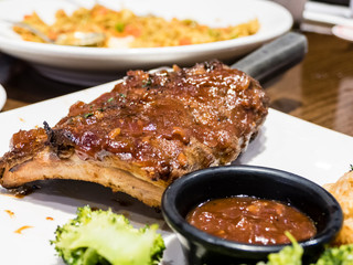 Rack of ribs on plate