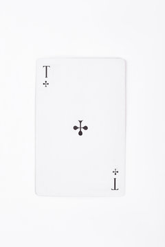 Ace of clubs playing card. Paper playing card ace of clubs isolated on white background.