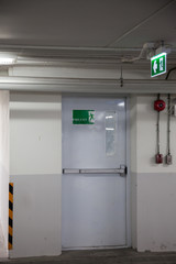 Sign and Exit doorway in building