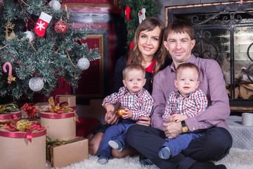 Happy family celebrating Christmas