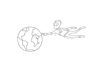 Sketch of alien and earth.