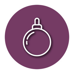 Line icon of Christmas tree decoration  with shadow. EPS 10