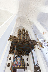 Baroque church pipe organ at the empty Basilica of the Assumption of the Blessed Virgin Mary (also...