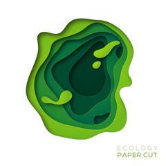 3D abstract background with green paper cut shapes