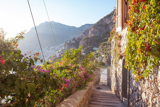 Stone stairs Path of the Gods to Positano