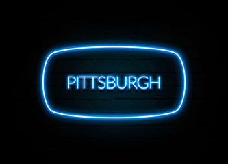 Pittsburgh  - colorful Neon Sign on brickwall