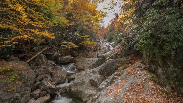 4K TL BRP Waterfall Cascades in Fall