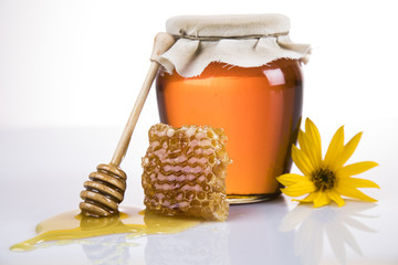 Jar of liquid honey