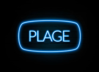 Plage  - colorful Neon Sign on brickwall