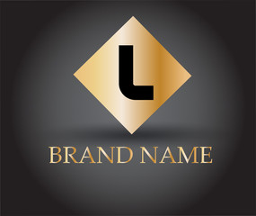 Vector graphic golden L square  symbol