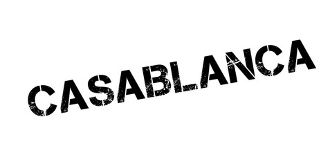 Casablanca rubber stamp. Grunge design with dust scratches. Effects can be easily removed for a clean, crisp look. Color is easily changed.