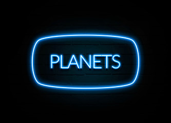 Planets  - colorful Neon Sign on brickwall