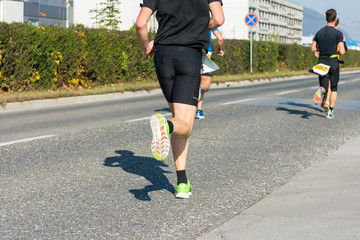 Closeup of marathon runner feet.