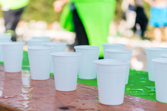 Water stan at running event.