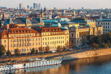 Aerial view of city center of Prague, the capital of Czech Republic