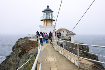 Fototapeta na wymiar Point Bonita Lighthouse, located at the San Francisco Bay entrance in the Marin Headlands near Sausalito, California