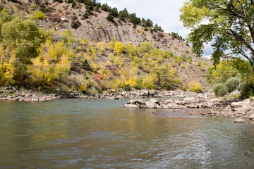 Wires over the Animas river whitewater park, used for kayak slalom gates