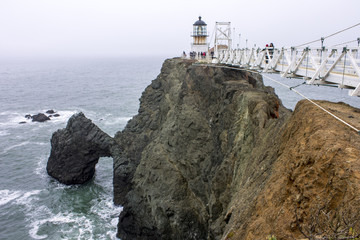 Fototapeta na wymiar Point Bonita Lighthouse, located at the San Francisco Bay entrance in the Marin Headlands near Sausalito, California