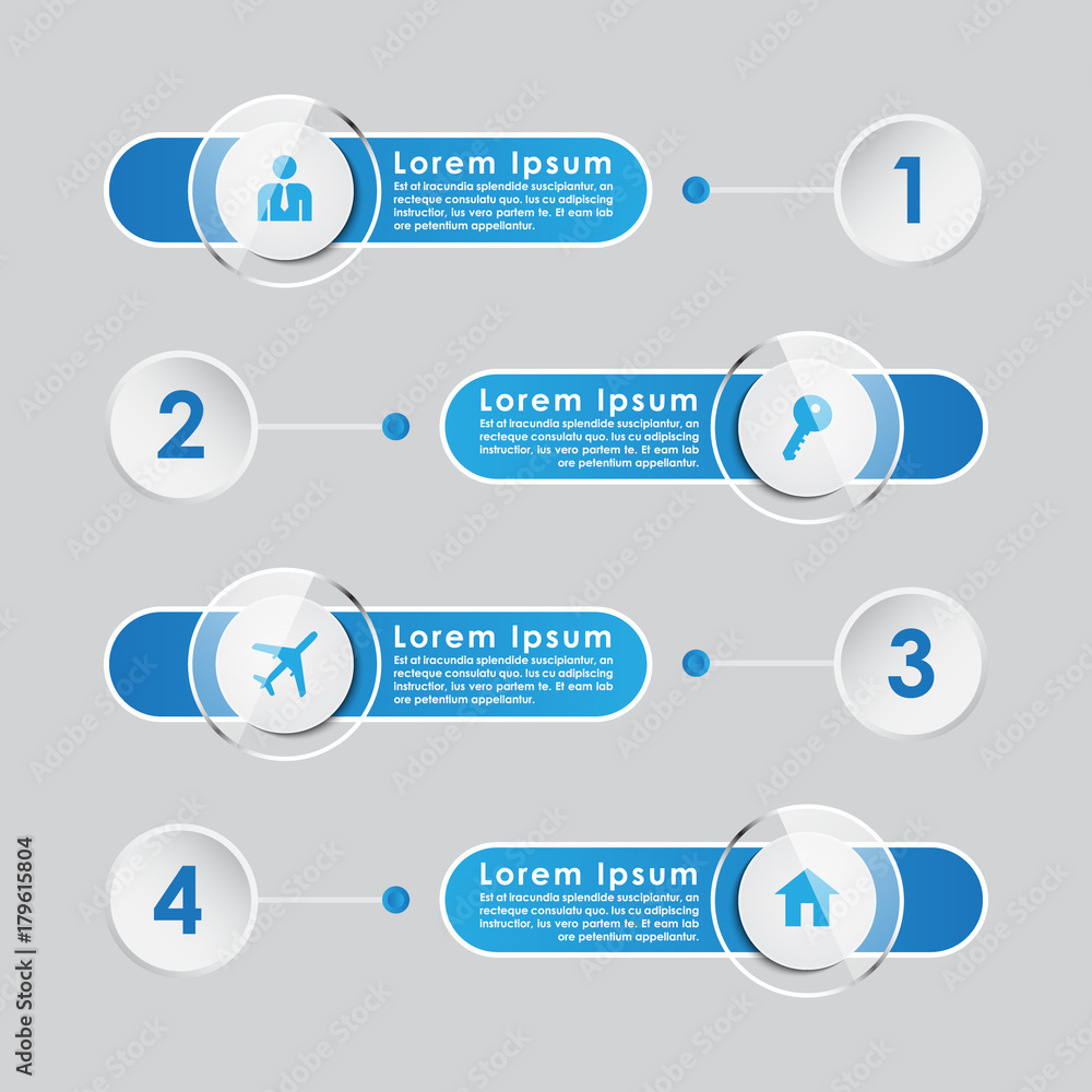 Aufkleber four step infographic chart with shiny and glossy sliders and space for text. vector illustration of