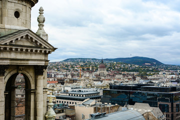 St. Stephen's Basilica and cityscape of Budapest with Hungarian Parliament