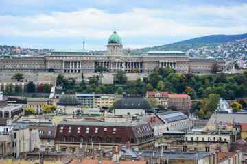 Cityscape of Budapest, Buda Castle (Royal Palace) and beautiful hills, Hungary. Old european town