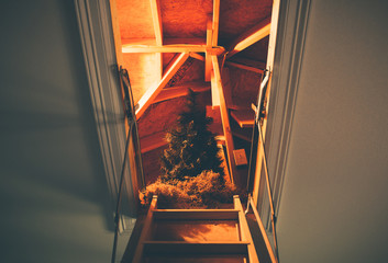 Christmas is waiting for you, a Christmas tree in the attic