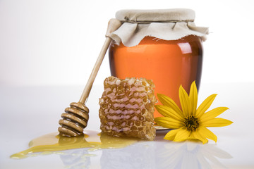 Flower, Sweet honey on white background