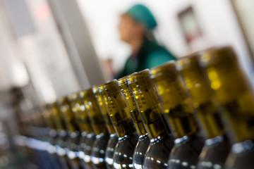 Bottles at conveyor