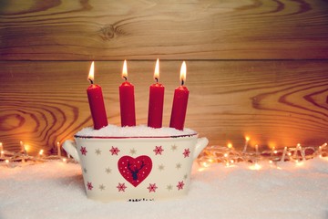 Adventskerzen rot - vierter Advent - 