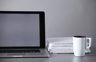 Fototapeta premium Workspace with computer and document in office