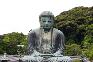 Portrait of the Daibutsu, the famous great buddha bronze statue placed in Kotokuin Temple in Kamakura, Japan.