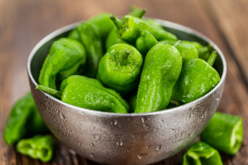 Raw Pimientos, selective focus