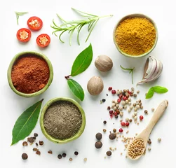 Foto op Canvas Various herb and spices © Mara Zemgaliete