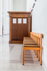 KAUNAS, LITHUANIA - AUGUST 17, 2016: Chairs in Christ's Resurrection Basilica in Kaunas, Lithuania.