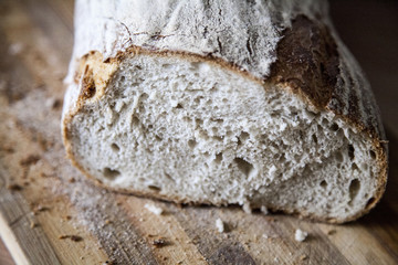 Bread on the wooden desk