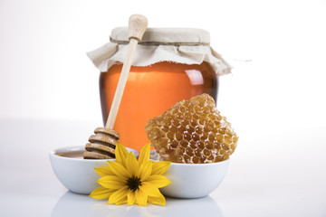 Flower, Sweet honey on white background