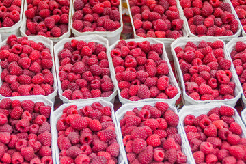 Raspberry stall at Riga Central market, Latvia