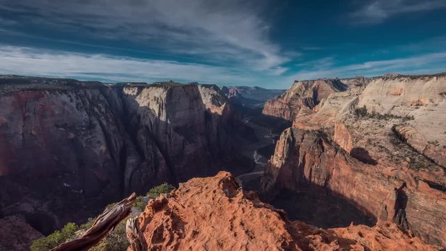 Time Lapse Observation Point Morning Over Zion Canyon